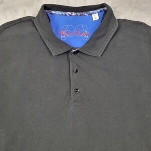 Robert Graham Polo Shirt Mens Large Black Skulls Classic Short Sleeve Casual